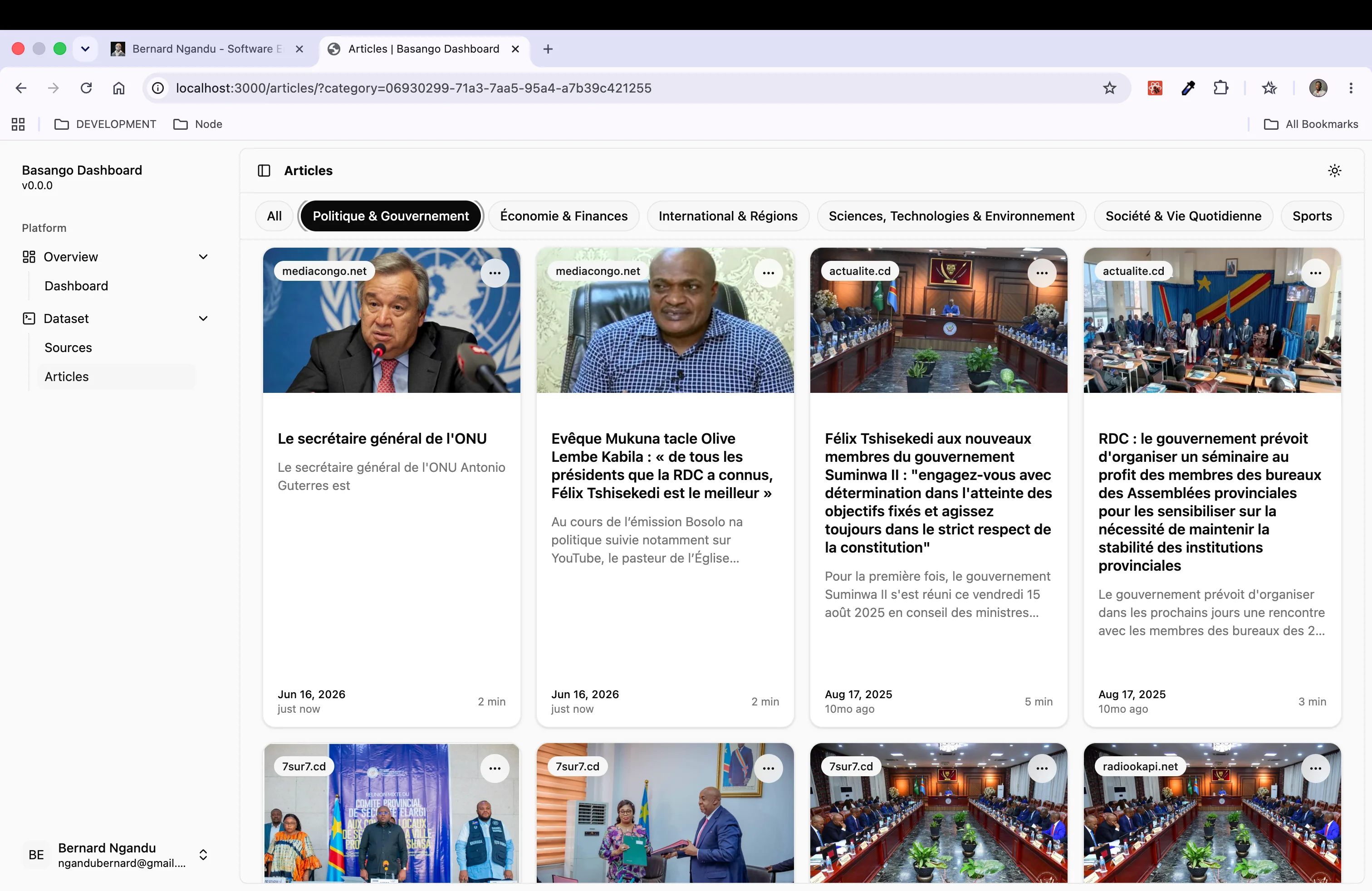 Basango dashboard overview